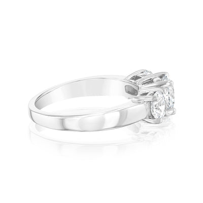 Luminesce Lab Grown Sterling Silver 2 Carat Diamond Trilogy Ring