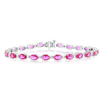 Luminesce Lab Grown 1/2 Carat Diamond Sterling Silver Created Ruby Tennis Bracelet