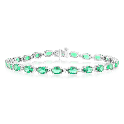 Luminesce Lab Grown 1/2 Carat Diamond Sterling Silver Created Emerald Tennis Bracelet