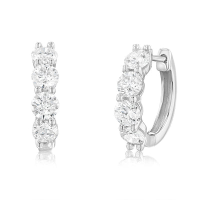 Luminesce Lab Grown 2 Carat Diamond Hoop Earrings Sterling Silver