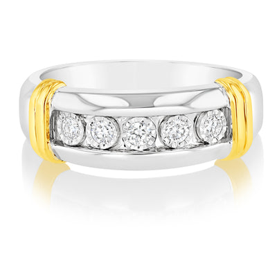 Luminesce Lab Grown 1/5 Carat Diamond Channel Gents Ring in Sterling Silver