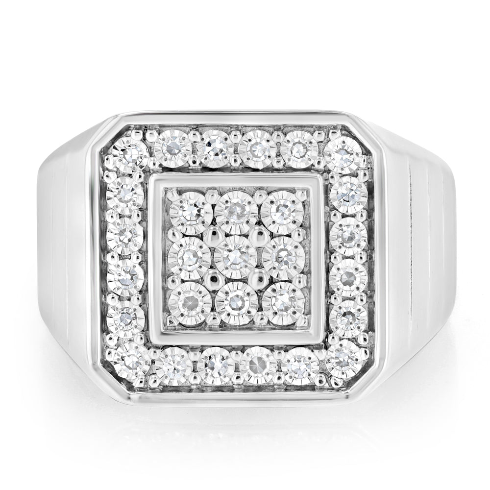 Luminesce Lab Grown 1/4 Carat Diamond Channel Gents Ring in Sterling Silver