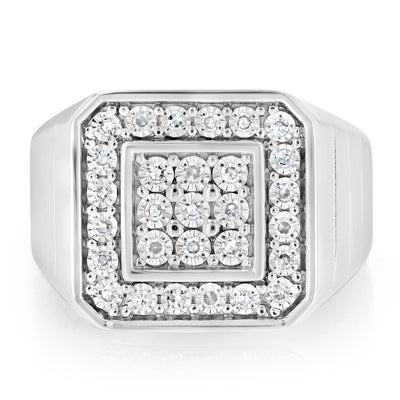 Luminesce Lab Grown 1/4 Carat Diamond Channel Gents Ring in Sterling Silver