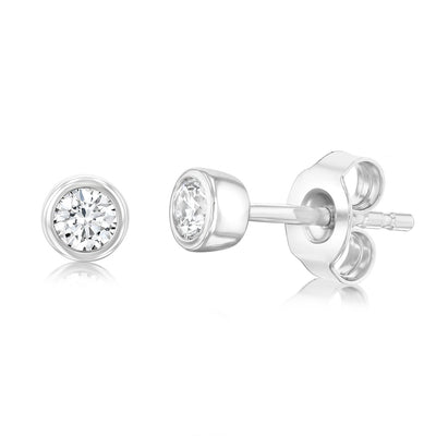 Luminesce Lab Grown 1/5 Carat Sterling Silver Bezel Diamond Studs