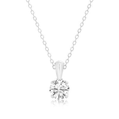 Luminesce Lab Grown 1 Carat Solitaire Diamond Pendant Sterling Silver