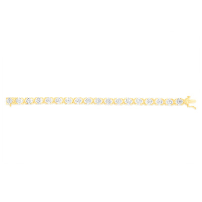 Luminesce Lab Grown 1 Carat Tennis Diamond Bracelet in Gold Plated Silver  17.5CM