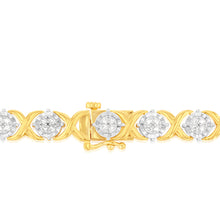 Load image into Gallery viewer, Luminesce Lab Grown 1 Carat Tennis Diamond Bracelet in Gold Plated Silver  17.5CM