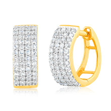 Load image into Gallery viewer, Luminesce Lab Grown 1/2 Carat Diamond Gold Plated Silver Hoop Earrings
