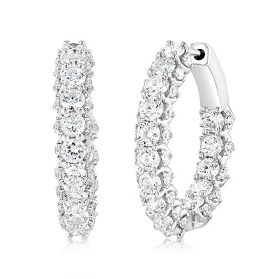 Luminesce Lab Grown 3.00ct Diamond Sterling Silver Hoop Earrings