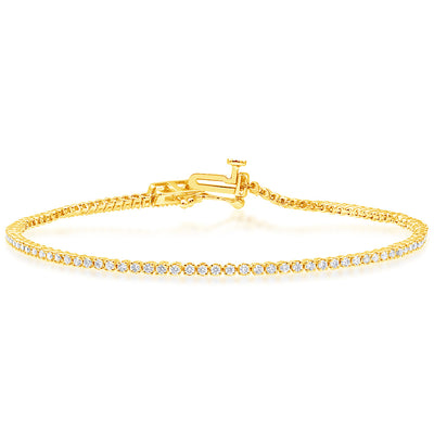 Luminesce Lab Grown 1 Carat Diamond Tennis Bracelet in Gold Plated Silver