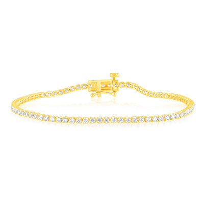 Luminesce Lab Grown 2 Carats Diamond Tennis Bracelet in Gold Plated Silver