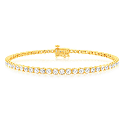 Luminesce Lab Grown 3 Carat Diamond Tennis Bracelet in Gold Plated Silver