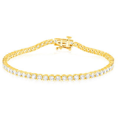 Luminesce Lab Grown 4 Carats Diamond Tennis Bracelet in Gold Plated Silver