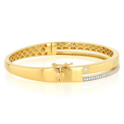 Luminesce Lab Grown 1/2 Carat Diamond Bangle in Gold Plated Silver