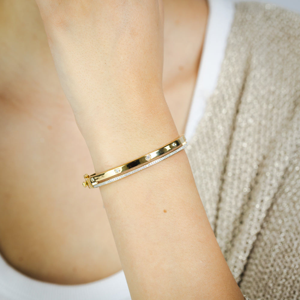 Luminesce Lab Grown 1/2 Carat Diamond Bangle in Gold Plated Silver