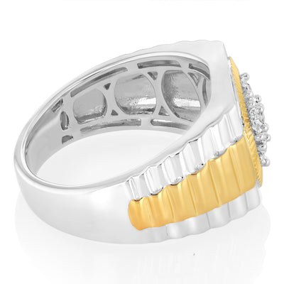 Luminesce Lab Grown 1/4 Carat Diamond Gents Ring in Gold Plated Silver