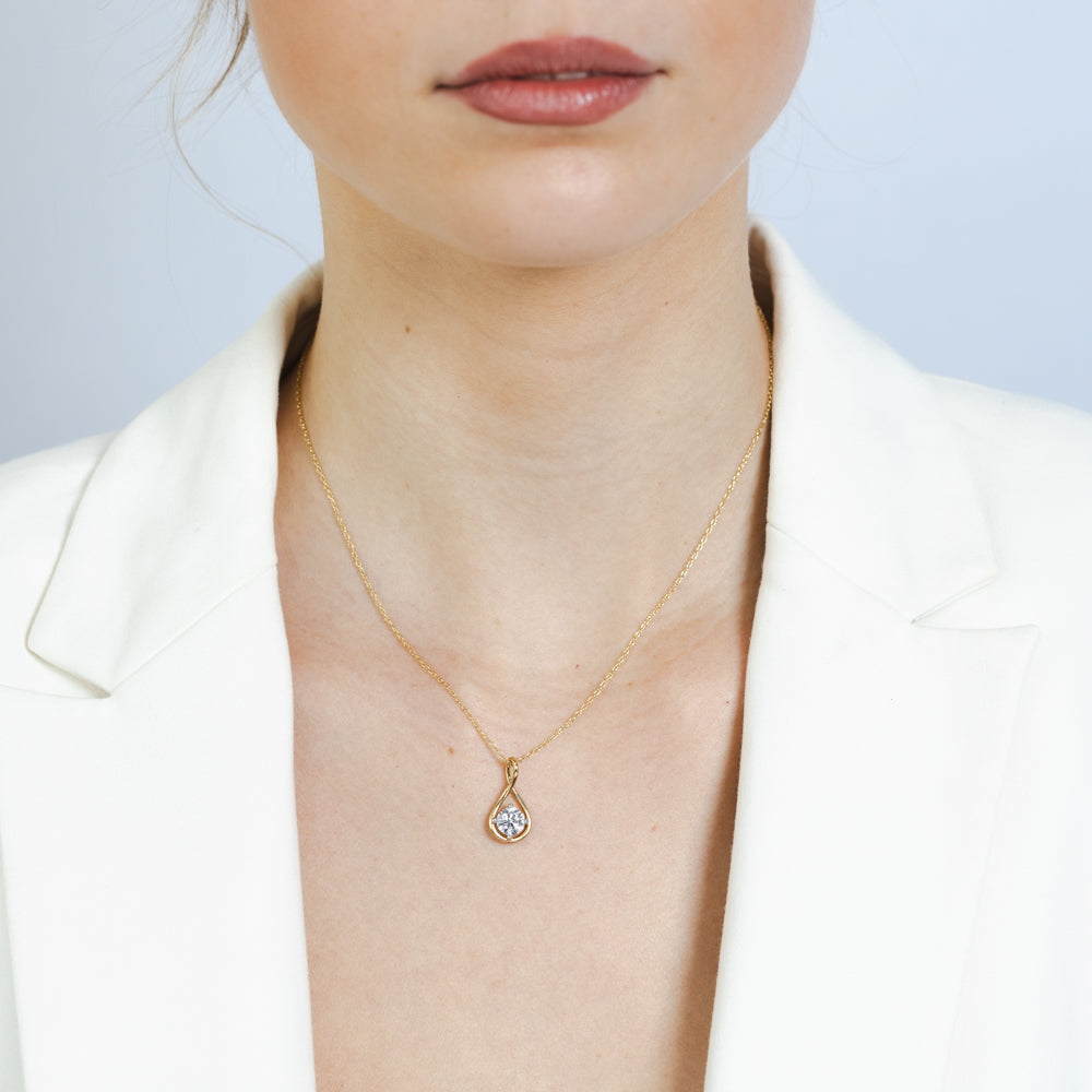 Luminesce Lab Grown 1 Carat Diamond Pendant in Gold Plated SIlver