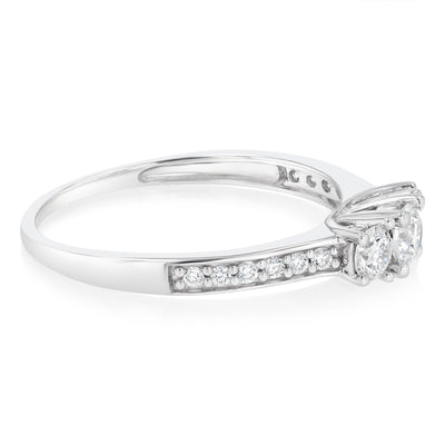 Luminesce Lab Grown 1/2 Carat Diamond Trilogy Ring in Sterling Silver