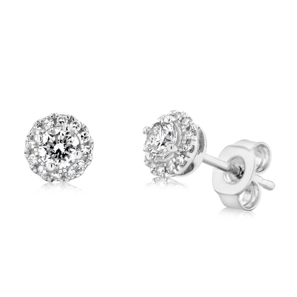 Luminesce Lab Grown 1/2 Carat Diamond Halo Stud Earrings in Sterling Silver