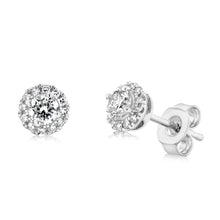 Load image into Gallery viewer, Luminesce Lab Grown 1/2 Carat Diamond Halo Stud Earrings in Sterling Silver