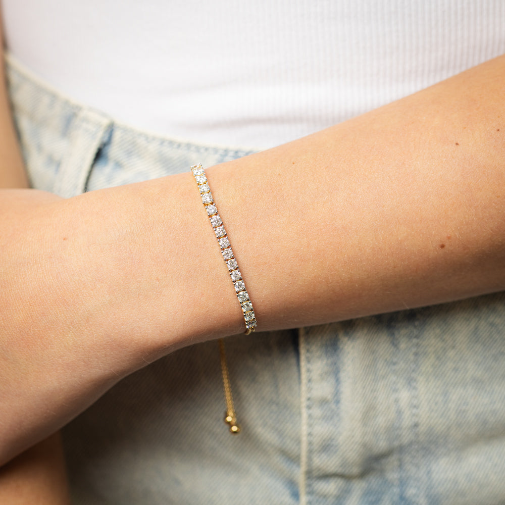 Luminesce Lab Grown 2 Carat Diamond Bolo Bracelet in Gold Plated Sterling Silver