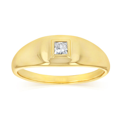 Luminesce Lab Grown 0.20 Carat Diamond Gents Ring in Gold Plated Sterling Silver