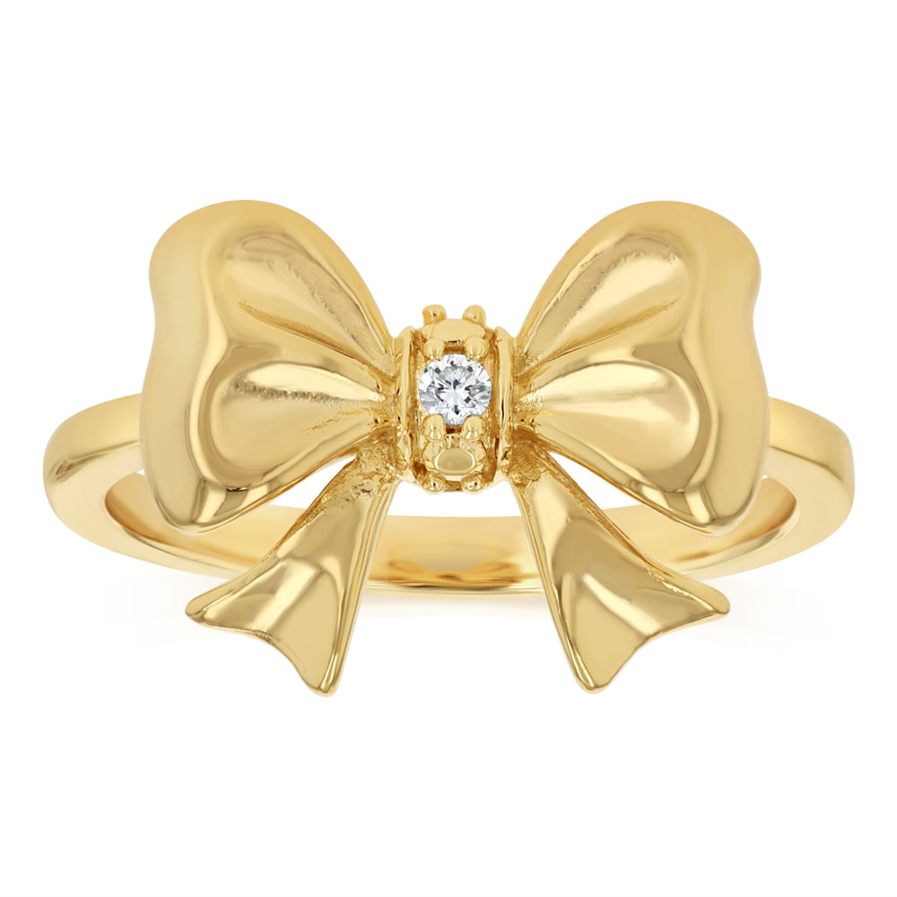 Luminesce Lab Grown Diamond Bow Shaped Ring in Gold Plated Sterling Silver