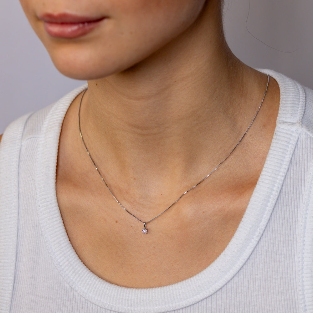 Luminesce Lab Grown 0.05 Carat Solitaire Diamond Pendant in Sterling Silver on 45cm Chain