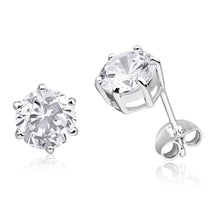 Load image into Gallery viewer, Sterling Silver Cubic Zirconia Round Claw 8mm Stud Earrings
