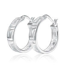 Load image into Gallery viewer, Sterling Silver Hoop Greek Key Earrings