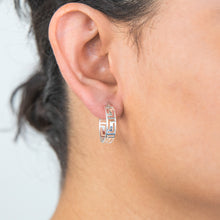 Load image into Gallery viewer, Sterling Silver Hoop Greek Key Earrings