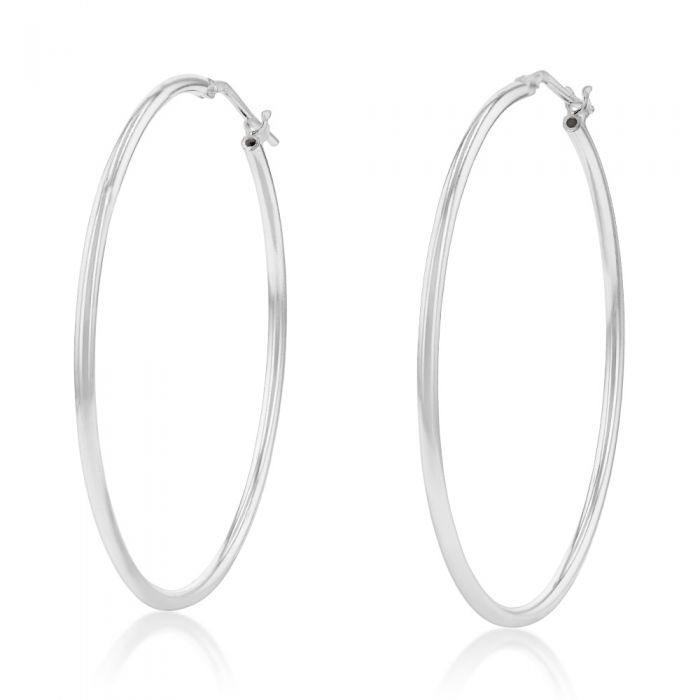 Sterling Silver Plain 40mm Hoop Earrings
