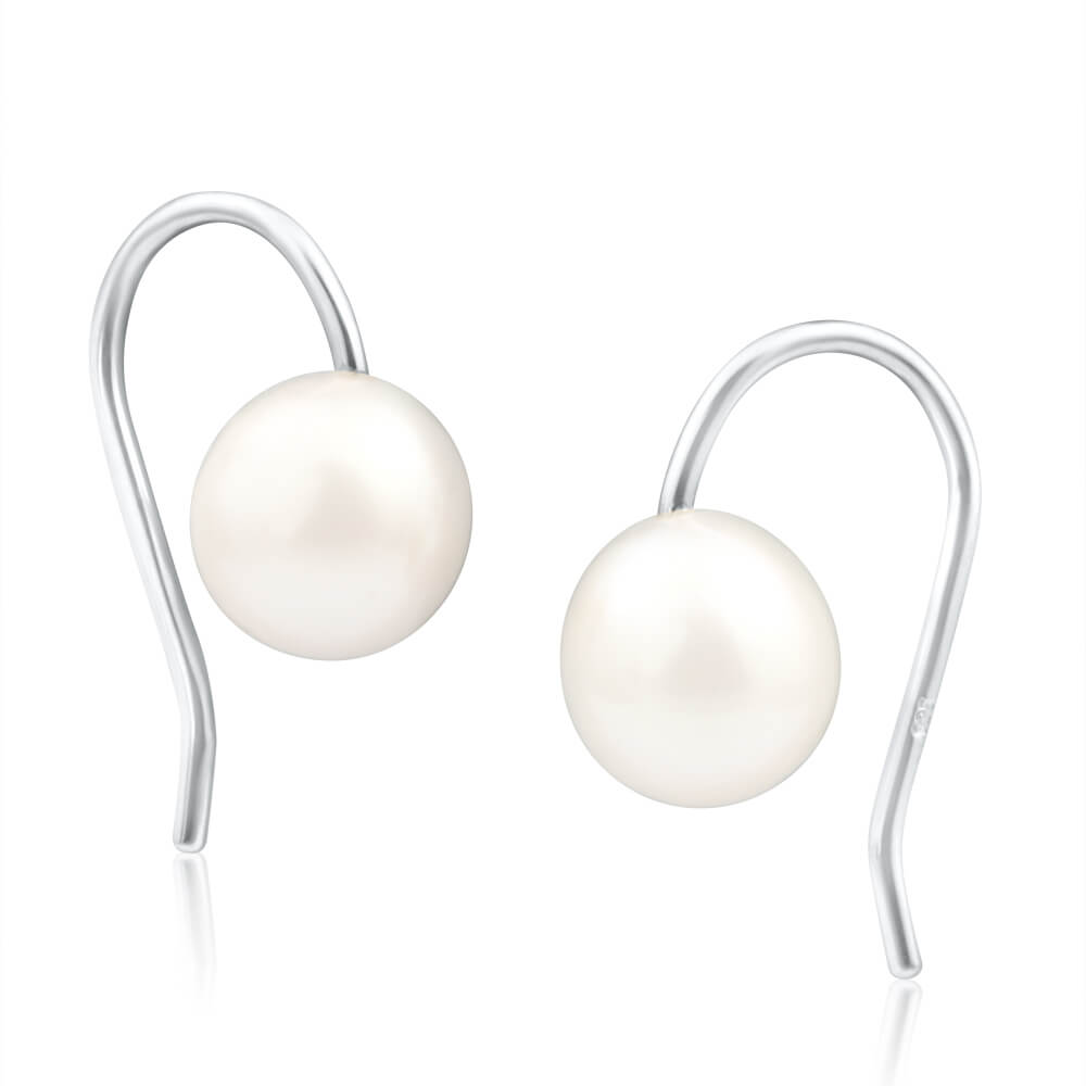 Sterling Silver Cream Freshwater Pearl Hoop Earrings