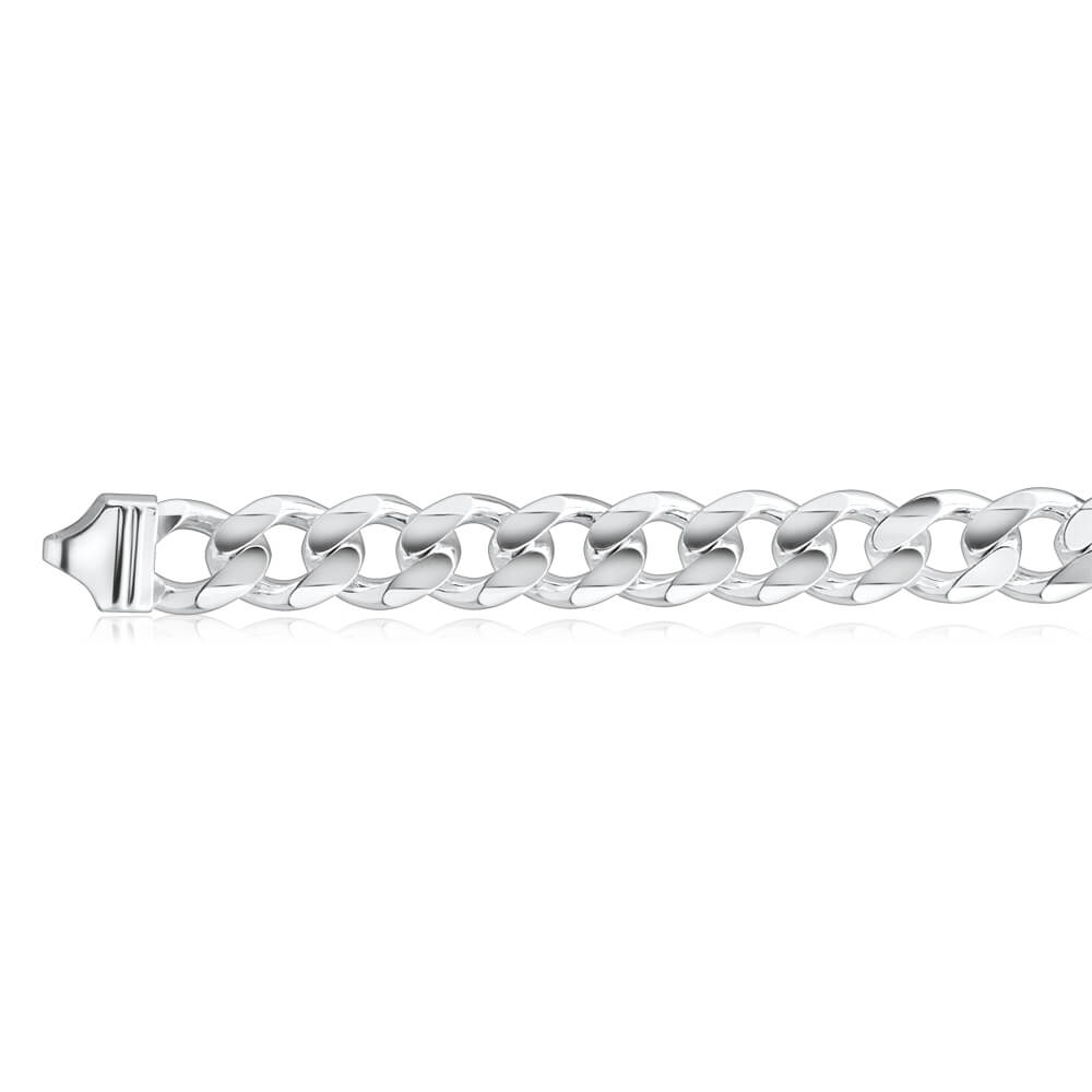 Sterling Silver 350 Gauge Diamond Cut 23cm Curb Bracelet