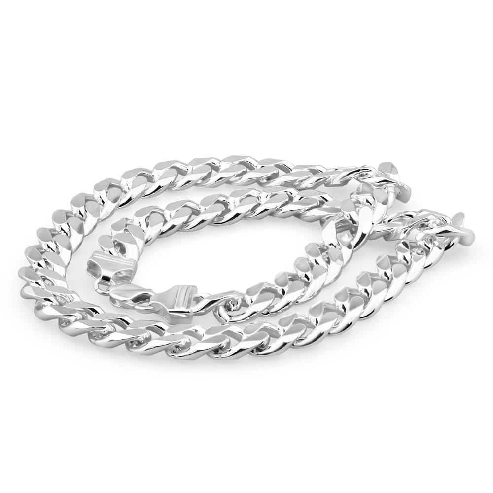 Sterling Silver 350 Gauge Diamond Cut 55cm Curb Chain