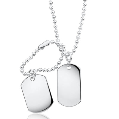 Sterling Silver Dog Tags Pendant With 50cm Chain