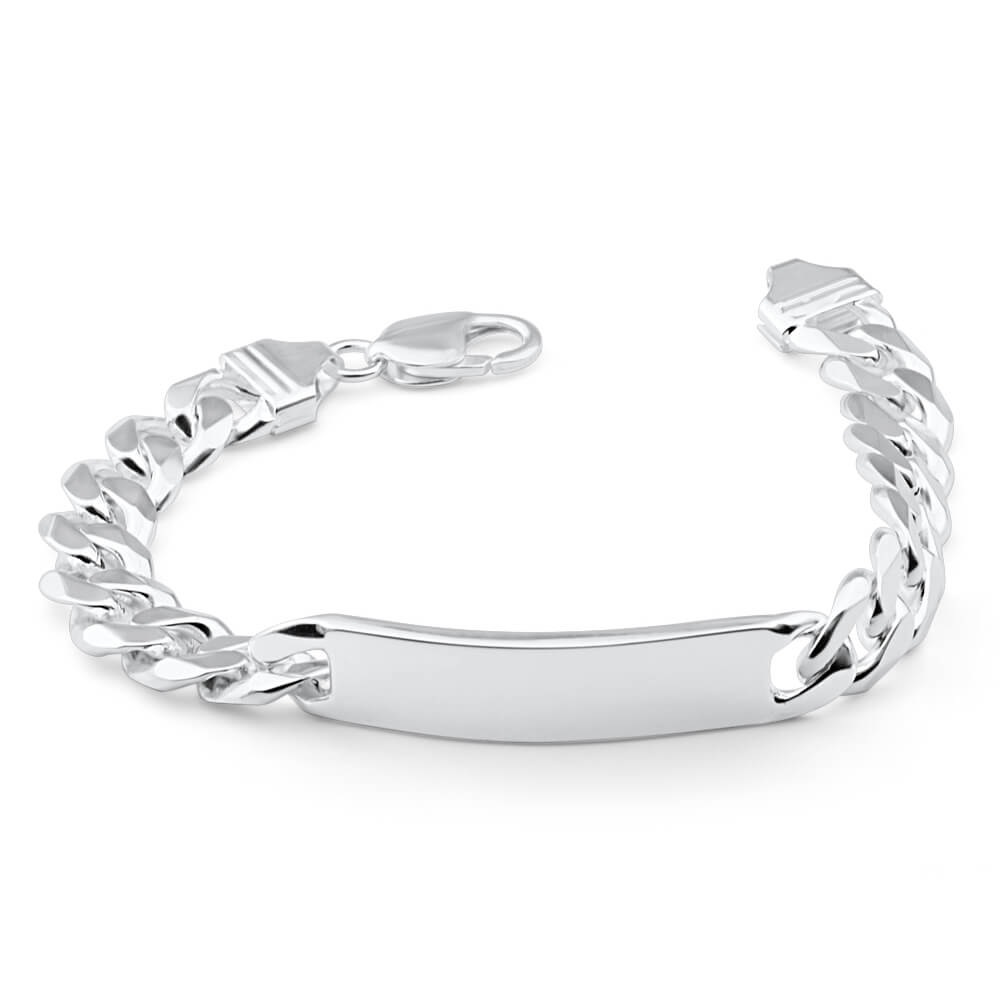 Sterling Silver Heavy Curb 300 Gauge ID Bracelet 22cm