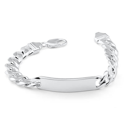 Sterling Silver Heavy Curb 300 Gauge ID Bracelet 22cm