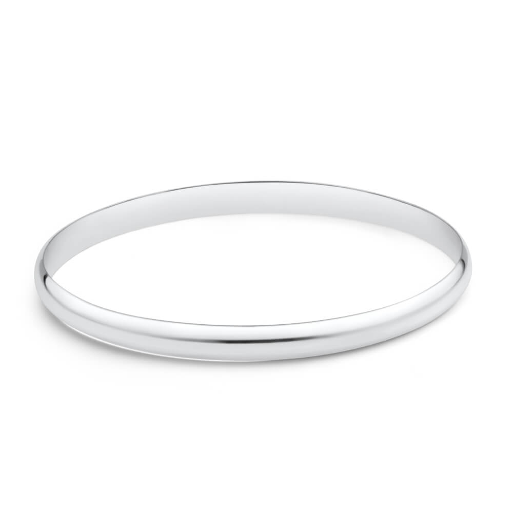 Solid Sterling Silver Plain 6mm Golf 70mm Bangle