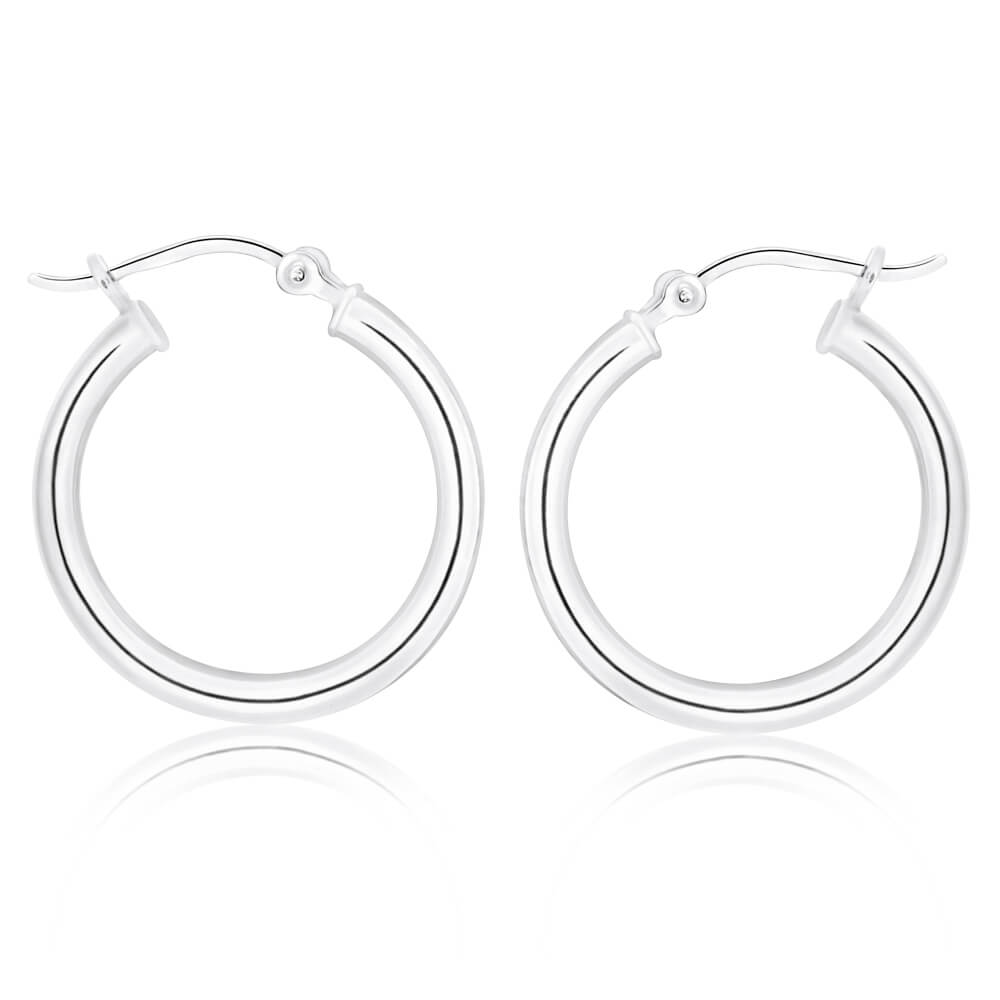 Sterling Silver 19mm Plain Hoop Earrings