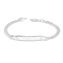 Load image into Gallery viewer, Sterling Silver 19cm Squared &amp; Diamond Cut Curb ID Bracelet