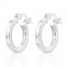 Load image into Gallery viewer, Sterling Silver Squared Sided Hoop Earrings