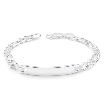 Sterling Silver 19cm Figaro 150 Gauge 1:3 ID Bracelet