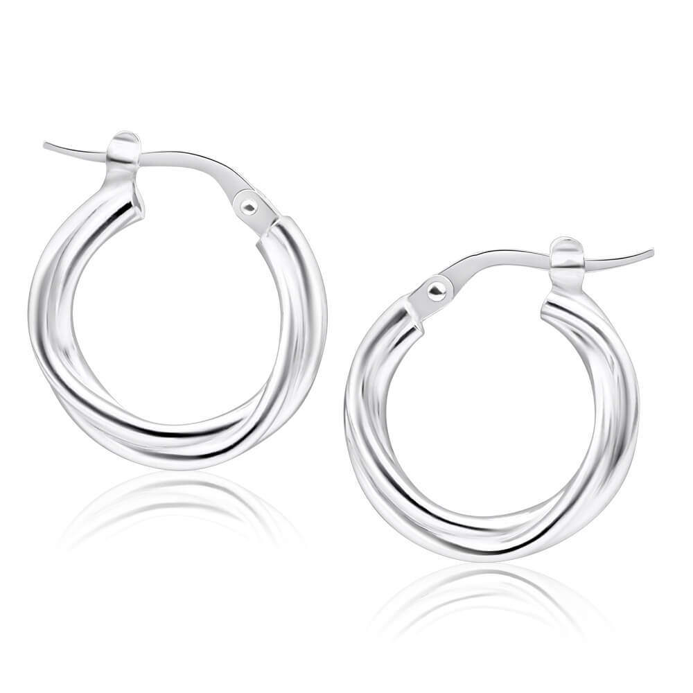 Sterling Silver 12mm Twist Hoop Earrings