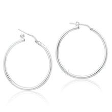 Load image into Gallery viewer, Sterling Silver 30mm Plain Thin Hoop Earrings