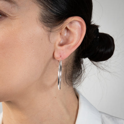 Sterling Silver 40mm Plain Thin Hoop Earrings