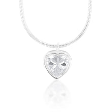 Load image into Gallery viewer, Sterling Silver White Cubic Zirconia Heart Pendant with 40cm Snake Chain