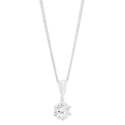 Sterling Silver 6mm Zirconia Pendant and Earring Set with Chain