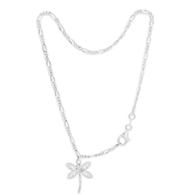 Load image into Gallery viewer, Sterling Silver Figaro 1:3 Dragonfly Anklet