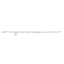 Load image into Gallery viewer, Sterling Silver 19cm Figaro 1-3 Open Heart ID Bracelet with Zirconia Heart Charm